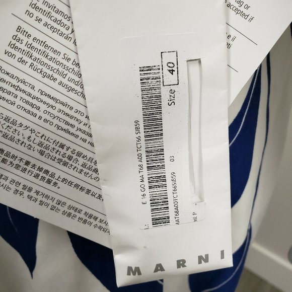 Marni White Blue Leaf Print Cotton and Linen Drill Wrap Midi Skirt Size 40 NEW - Picture 7 of 8